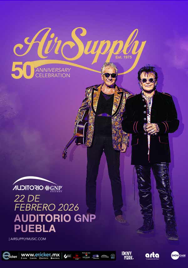 Air Supply celebra 50 años de música en Puebla este 22 de febrero