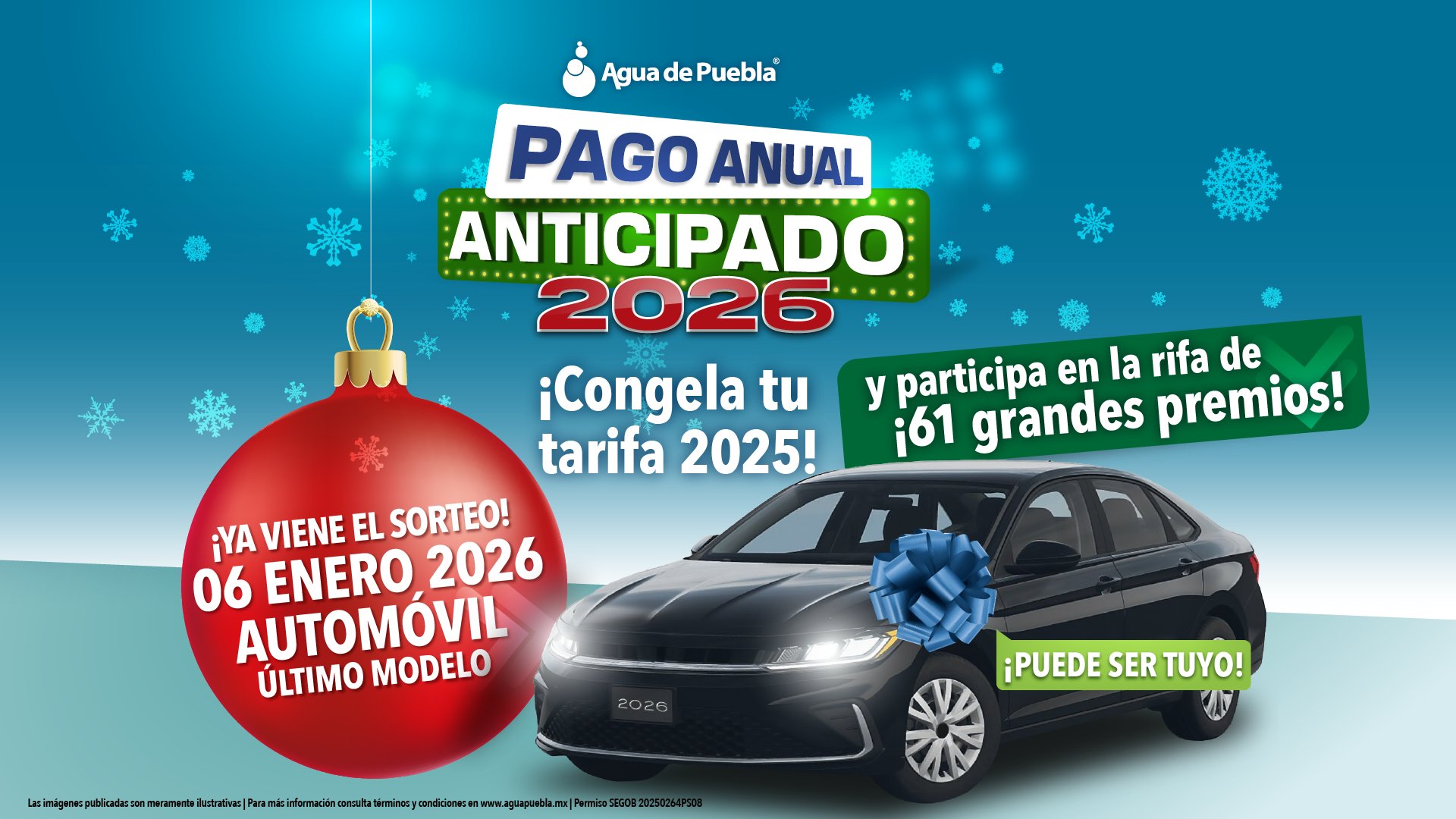 Agua de Puebla recuerda último día para el Pago Anual Anticipado y regularización de adeudos