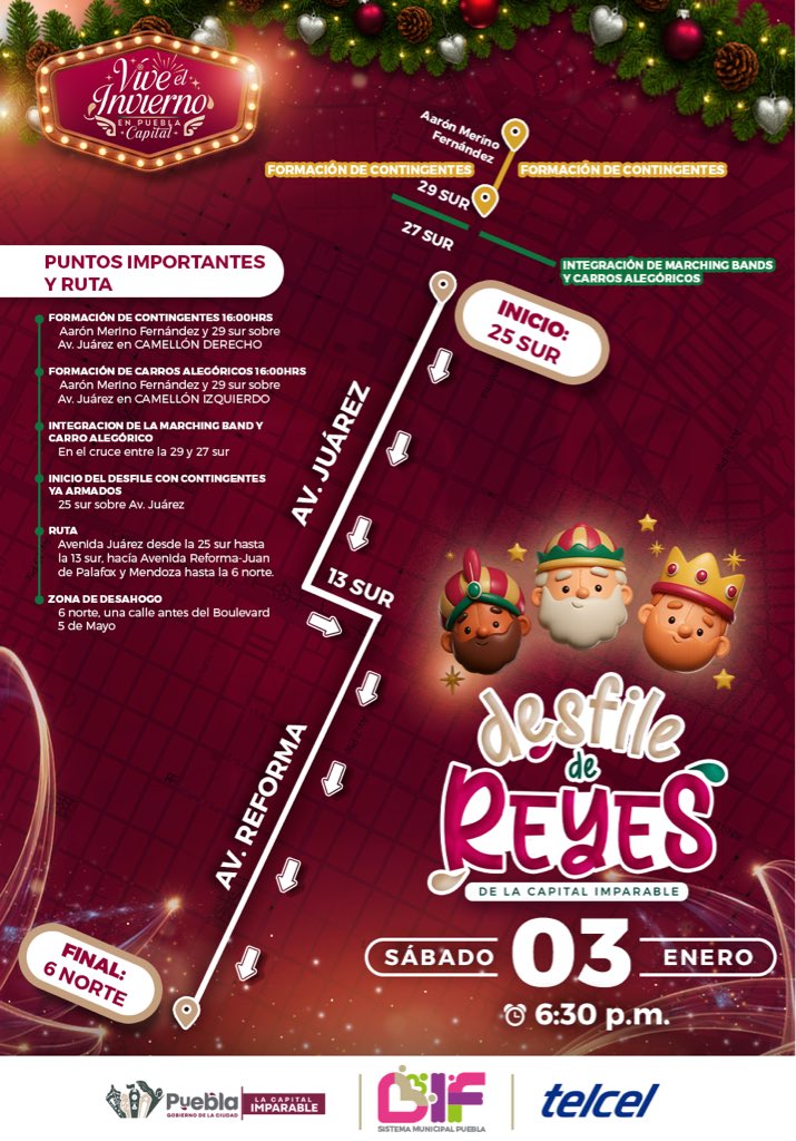 Todo listo para el Desfile de Reyes en Puebla: conoce el recorrido