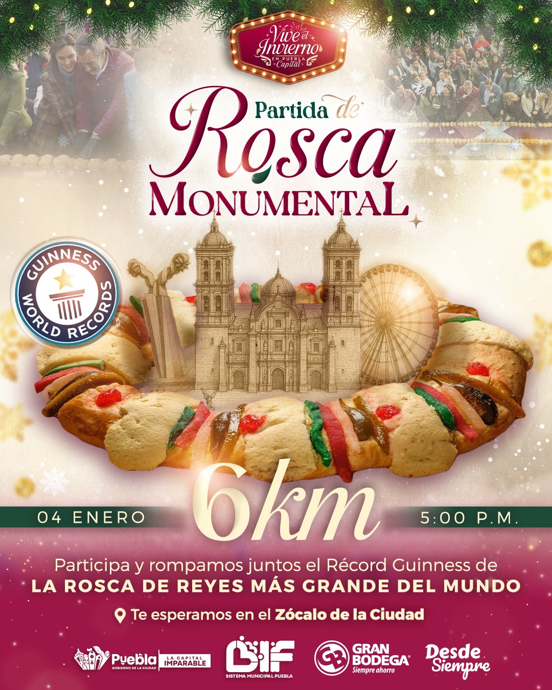 Puebla se prepara para romper récord Guinness con Rosca Monumental en el Zócalo