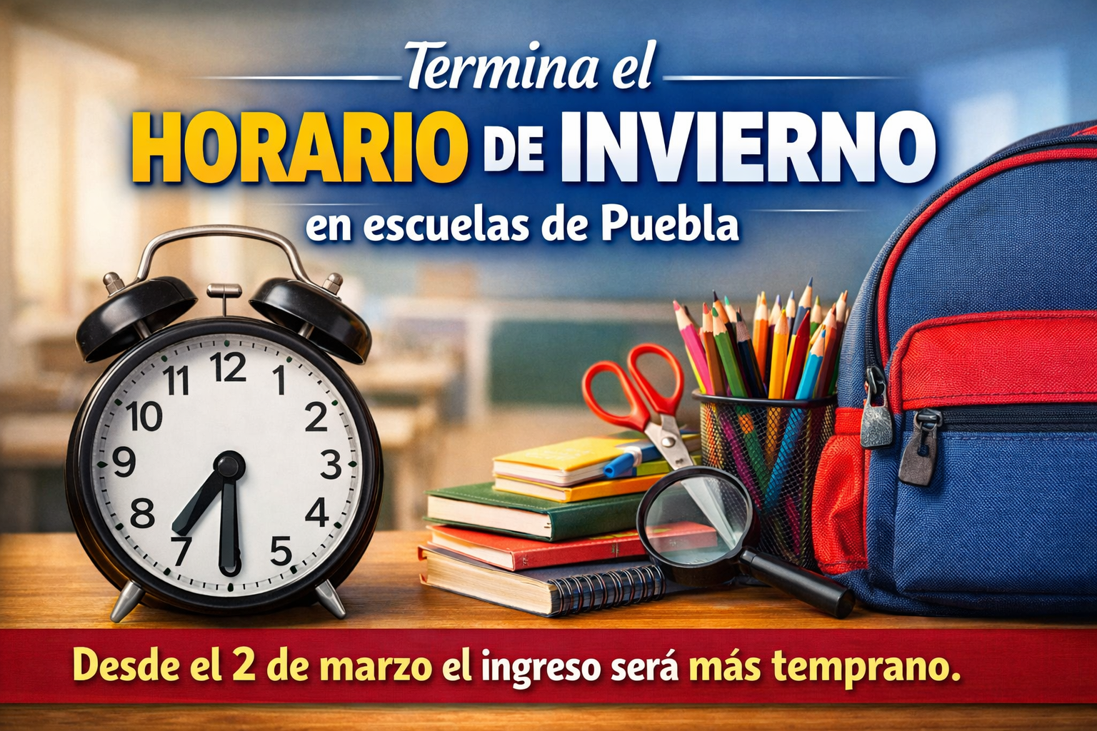 Termina el horario de invierno en escuelas de Puebla